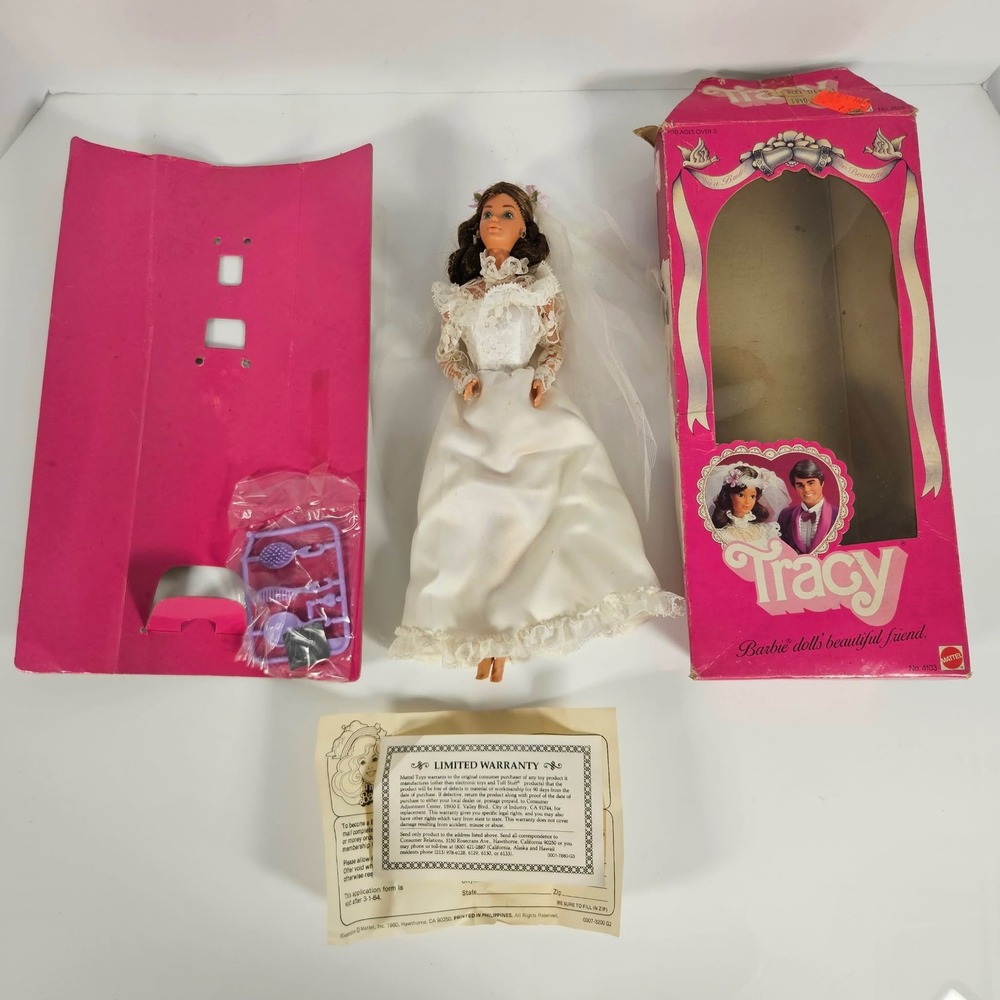 Vintage 1982 Mattel Tracy Barbie Doll Friend Bride 4103 Box Accessories